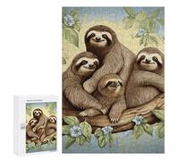 Puzzle in legno per adulti, motivo: famiglia di bradipi stampati per adulti, viene fornito con una bella scatola