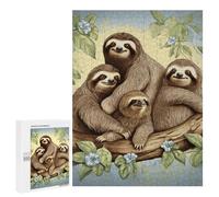 Puzzle in legno per adulti, motivo: famiglia di bradipi stampati per adulti, viene fornito con una bella scatola
