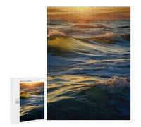 Puzzle in legno per adulti, motivo: onde dell'oceano all'alba, puzzle per adulti, viene fornito con una bella scatola