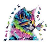 Puzzle in legno per adulti, puzzle magico in legno con animali, per adulti, bambini, puzzle in legno per adulti e bambini (28,5 x 30 cm, 200 pezzi, gatto)
