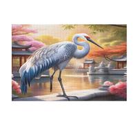 Puzzle in Legno Per Adulti, Puzzles in Legno Da 1000 Pezzi - Red-crowned Crane A Tema Regalo Decorazione Da Parete (75×50cm)