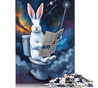 Puzzle in legno per adulti, tema: coniglio e toilette spaziale, gioco di sfida per l'esercizio del cervello, regali di intrattenimento, attività per la famiglia, 1000 pezzi (75x50 cm)