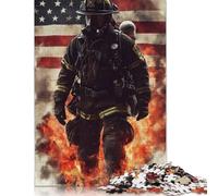 Puzzle in legno per adulti "Vigile del fuoco in fiamme", puzzle da 1000 pezzi, puzzle rettangolari, regali di Natale, decorazioni per la casa e gioco per famiglie (75x50 cm).