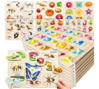 Puzzle in Legno per Bambini 1 a 3 Anni - Montessori Giochi Legno | Set 8 Puzzle Legno 4 5 6 Anni - Giocattolo Montessori ABC Realistico in Legno per Bambini - Gioco Educativo Regalo
