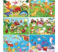 Puzzle in Legno per Bambini, 6 Pezzi Puzzle Colorati per Ragazzo, Giocattoli Animali da Puzzle in Legno Bambini, Educativi Apprendimento Gioco, Regali per Ragazzi e Ragazze dai 3 Anni in su (A)