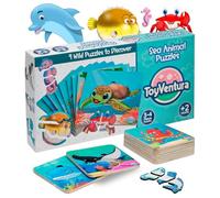Puzzle in legno per bambini da 2, 3 e 4 anni, set di 9 animali marini, puzzle educativo, Montessori, giocattolo in legno, regalo per ragazzi e ragazze, giocattolo motoria, abilità motorie, grandi