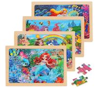 Puzzle in legno per bambini dai 4 ai 6 anni 24 pezzi puzzle principessa sirena 4 pacchetti giocattoli attività di apprendimento per bambini in età prescolare giocattoli per ragazze