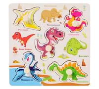 Puzzle in legno per bambini, Giocattolo di puzzle in legno, Gioco Montessori Giochi Educativi per 3 Anni, Gioco puzzle pezzi grandi bambini Giocattoli per bambino o bambina (Dinosauro)