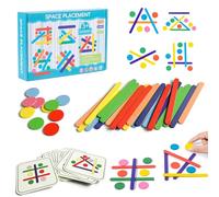 Puzzle in Legno per Bambini, Giochi Montessori Forma Geometrica Tangram Puzzle, Punti e Linee Puzzle Giocattolo Educativo, Regalo per Bambini 2 3 4+ Anni