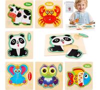 Puzzle in Legno per Bambini,Puzzle di Animali Montessori Giochi,Giochi Montessori Bambino,Legno Giocattoli Bambini,Educativi Apprendimento Gioco Regalo Natale Ragazzi Ragazze (6pcs)