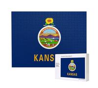 Puzzle in legno per il tempo libero, squisiti modelli di bandiera dello stato del Kansas, per interazione familiare e intrattenimento al chiuso