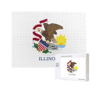 Puzzle in legno per il tempo libero, squisiti modelli di bandiera dello stato dell'Illinois, per interazione familiare e intrattenimento al chiuso