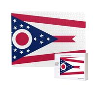 Puzzle in legno per il tempo libero, squisiti modelli di bandiera dello stato dell'Ohio per interazione familiare e intrattenimento al chiuso
