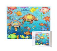 Puzzle in legno per il tempo libero, squisiti motivi di tartaruga e pesce, per interazione familiare e intrattenimento al chiuso