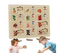 Puzzle in legno per puzzle di frutta per tutti i piccoli | Puzzle in legno colorato e corrispondenza di numeri, giocattolo di puzzle, gioco prescolare per, set di puzzle educato