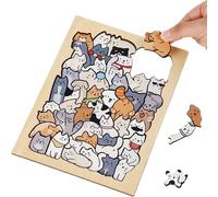 Puzzle in legno per tutti-piccoli, giocattolo puzzle a forma di gatto, set di puzzle di animali dei cartoni animati, attività di apprendimento precoce, set di puzzle educativi multifunzionali