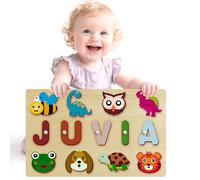 Puzzle In Legno Personalizzato | Puzzle Con Nome Personalizzato | Giocattolo Montessori Per Bambini Di 1 Anno | Regalo Per Bambini Piccoli (1-3 anni) Puzzles Con Animali (Stlyes 5)