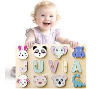 Puzzle In Legno Personalizzato | Puzzle Con Nome Personalizzato | Giocattolo Montessori Per Bambini Di 1 Anno | Regalo Per Bambini Piccoli (1-3 anni) Puzzles Con Animali (Stlyes 1)