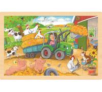 goki 57420 Small Tractor Puzzle 30 x 20 x 0.8 cm Wooden 24 Pieces