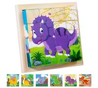 Puzzle in legno, puzzle in legno 3D, puzzle a cubo in legno, con 16 cubi, giocattolo in legno per bambini a partire dai 2 3 4 anni, puzzle in legno Montessori, giocattolo per ragazzi e ragazze (B)