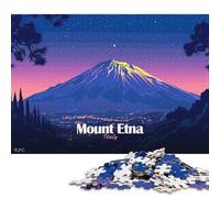 Puzzle in legno quadrato creativo da 1000 pezzi con l'Etna, Italia di notte, per adulti, gioco educativo, sfida giocattolo, 1000 pezzi (75x50 cm)
