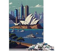 Puzzle in legno quadrato creativo Sydney Pixel Art da 1000 pezzi per adulti, gioco educativo, sfida giocattolo, 38x26 cm/1000 pezzi
