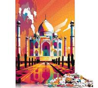 Puzzle in legno quadrato creativo Taj Mahal India Pop Art da 1000 pezzi per adulti, gioco educativo, sfida giocattolo, 1000 pezzi (75x50 cm)