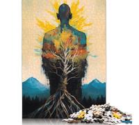 Puzzle in legno quadrato creativo Zen da 1000 pezzi "Grounded Like A Tree" per adulti, gioco educativo, sfida, giocattolo, 1000 pezzi (75x50 cm)