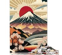 Puzzle in legno retrò Pop Art del Monte Fuji, 1000 pezzi per adulti, puzzle in legno per esercizi mentali, gioco di intrattenimento, regali, attività per famiglie (75x50 cm)