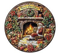 Puzzle in Legno Rotondo e Impegnativo Design a Tema Natalizio con Pezzi dai Tagli Fantasiosi Attività Antistress Arte Circolare Unica Esposizione Moderna per Famiglia Amici e Coppie