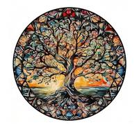 Puzzle in Legno Rotondo e Impegnativo Design a Tema Naturale con Pezzi dai Tagli Fantasiosi Attività Antistress Arte Circolare Unica Esposizione Moderna per Famiglia Amici e Coppie