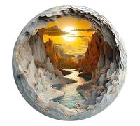 Puzzle in Legno Rotondo e Impegnativo Design a Tema Naturale con Pezzi dai Tagli Fantasiosi Attività Antistress Arte Circolare Unica Esposizione Moderna per Famiglia Amici e Coppie