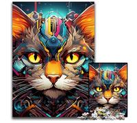 Puzzle in legno Tech Cat da 1000 pezzi per adulti, rompicapo impegnativo, giocattolo rilassante per adolescenti, 50x75CM/19,68x29,52 pollici