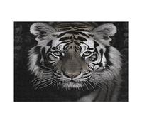 Puzzle in legno tigre bianca e nera con scatola portaoggetti, puzzle ecologico in legno per il tempo libero, sollievo dallo stress e decorazione, 300 pezzi