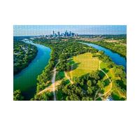 Puzzle in legno Zilker Park Town Lake vista aerea drone sopra Austin Texas Skyline puzzle per adulti 1000 pezzi puzzle impossibile impegnativo puzzle