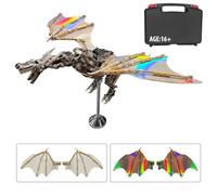 Puzzle in metallo 3D, modello di drago, fai da te, con ali intercambiabili e espositori Steampunk, modello in metallo, per adulti, pezzo da collezione