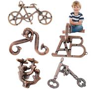 Puzzle in Metallo|5 Pezzi Rompicapo Puzzle, in Metallo Lega Giochi Giocattoli 3D Sblocco Interblocco Giocattoli Educativi Mentali Rompicapo per Adulti, Bambini
