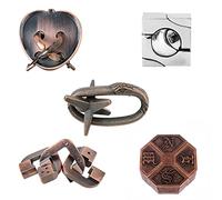 Puzzle in Metallo, Joyeee Gioco Rompicapo Blocco Sblocco Puzzle ad Incastro per QI Mente Sfida e Test Logici, Giocattoli Educativo Intelligenza per Adulti e Bambini, Difficoltà Iniziale, 5Pcs -Style C