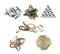 Puzzle in Metallo, Joyeee Gioco Rompicapo Blocco Sblocco Puzzle ad Incastro per QI Mente Sfida e Test Logici, Giocattoli Educativo Intelligenza per Adulti e Bambini, Difficoltà Iniziale, 6Pcs -Style D