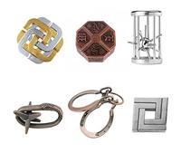 Puzzle in Metallo, Joyeee Gioco Rompicapo Blocco Sblocco Puzzle ad Incastro per QI Mente Sfida e Test Logici, Giocattoli Educativo Intelligenza per Adulti e Bambini, Difficoltà Iniziale, 6Pcs -Style A