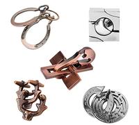 Puzzle in Metallo, Joyeee Gioco Rompicapo Blocco Sblocco Puzzle ad Incastro per QI Mente Sfida e Test Logici, Giocattoli Educativo Intelligenza per Adulti e Bambini, Difficoltà Iniziale, 5Pcs -Style D