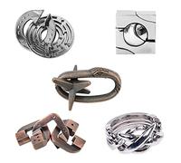 Puzzle in Metallo, Joyeee Gioco Rompicapo Blocco Sblocco Puzzle ad Incastro per QI Mente Sfida e Test Logici, Giocattoli Educativo Intelligenza per Adulti e Bambini, Difficoltà Iniziale, 5Pcs -Style B