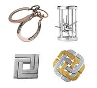 Puzzle in Metallo, Joyeee Gioco Rompicapo Blocco Sblocco Puzzle ad Incastro per QI Mente Sfida e Test Logici, Giocattoli Educativo Intelligenza per Adulti e Bambini, Difficoltà Iniziale, 4Pcs -Style A