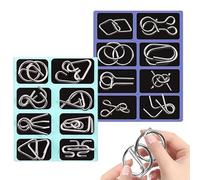 Puzzle in metallo per | Set di anelli da scatto e disinnescare 16 pezzi, gioco di riflessione in filo metallico, per ragazzi, ragazze, adulti, casa, feste, classi,