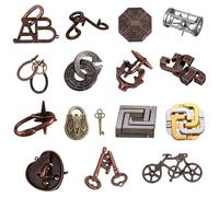 Puzzle in metallo, Puzzle con serratura a doppia chiave, Serratura in metallo classica da 15 pezzi, tradizionali rompicapo per giochi, Sblocco interblocco Rompicapo Giocattoli Regali