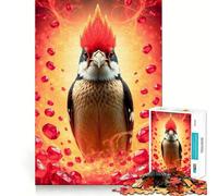 Puzzle in pietra Ruby Woodpecker per adulti, 1000 pezzi, stimolante per la mente, rilassante, con bordi precisi, pezzo da collezione (38x26cm)