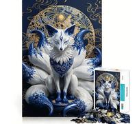 Puzzle in porcellana con volpe a nove code, 1000 pezzi, per ragazzi, gioco di logica e logica, semplice e divertente, bordi lisci, regalo elegante (38x26cm)