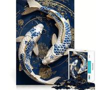 Puzzle in porcellana Koi Harmony da 1000 pezzi per adulti, ideale per migliorare la memoria, alleviare lo stress e creare un'attività rilassante, perfetto come regalo di Natale (38x52cm)
