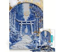 Puzzle in porcellana "Santuario della foresta" da 1000 pezzi per adolescenti, gioco per allenare la mente, momento di relax, assemblaggio artistico, regalo stagionale (50x75cm)