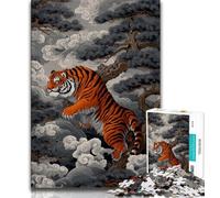 Puzzle in stile giapponese a forma di tigre per adolescenti, 1000 pezzi, gioco educativo, giocattolo, ideale come regalo per tutta la famiglia (75x50cm)